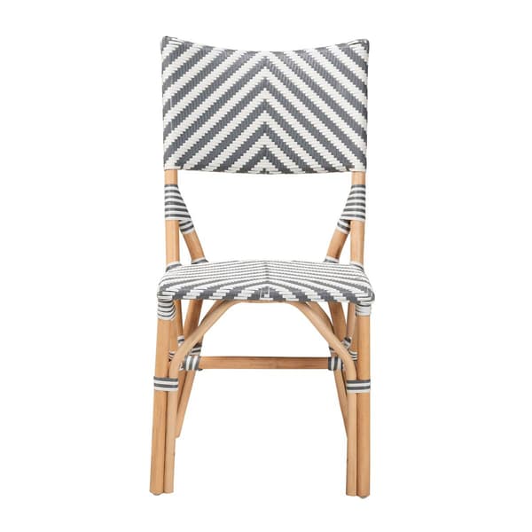 Baxton Studio Shai French Grey & White Weaving Bistro Chair