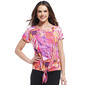 Plus Size OneWorld Short Sleeve Tropical Tie Front Tee - image 1
