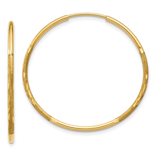 Gold Classics&#40;tm&#41; 14kt. 26mm Diamond Endless Hoop Earrings - image 