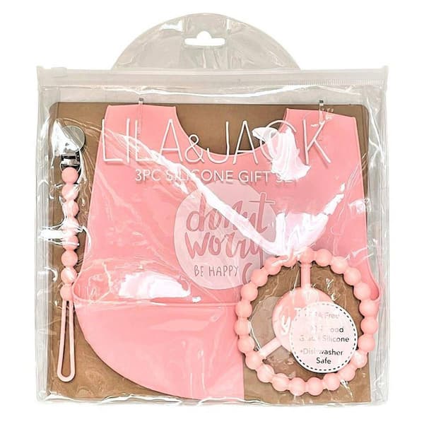 Baby Girl Lila & Jack 3pc. Donut Worry Feeding Accessories Set