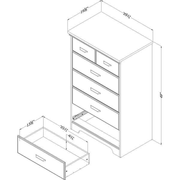 South Shore Versa 5-Drawer Rubbed Black Chest