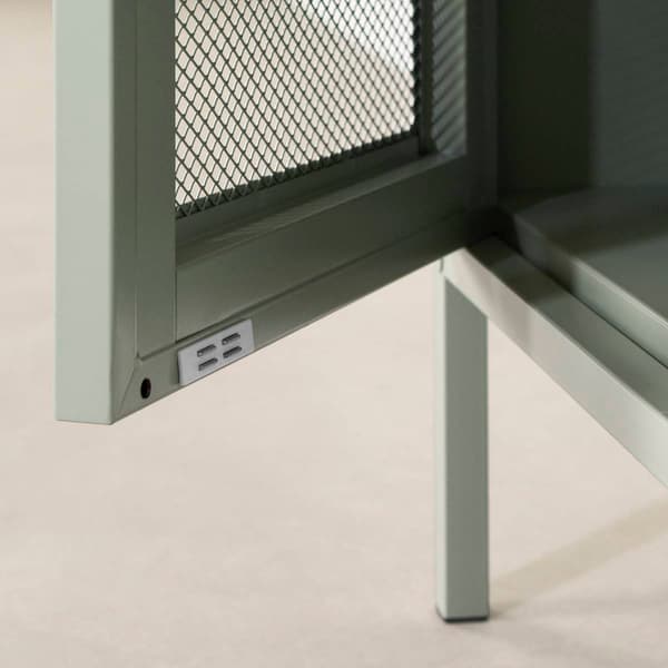 South Shore Crea Sage Green Metal Mesh 1-Door End Table
