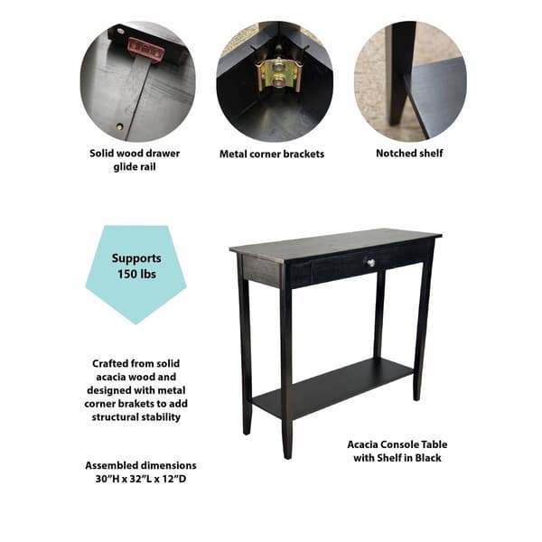 Casual Contemporary Living Acacia Console Table w/ Bottom Shelf
