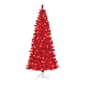 Puleo International 6.5ft. Pre-lit Flocked Fashion Red Tree - image 1