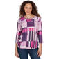 Petite Alfred Dunner Key Items 3/4 Sleeve Geo Bars Blouse - image 1