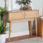 Baxton Studio Baird Oak Brown Wood/Rattan 2-Drawer Console Table - image 8