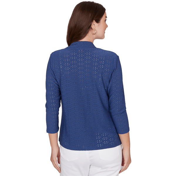 Petite Hearts of Palm Smooth Sailing Eyelet Cascade Cardigan