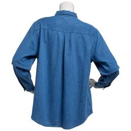Petite Hasting & Smith Leaf Embroidery Denim Button Down