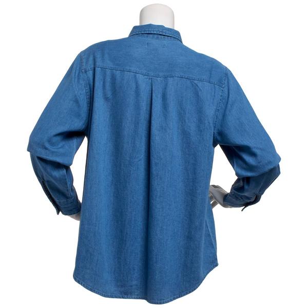 Womens Hasting & Smith Leaf Embroidery Denim Button Down