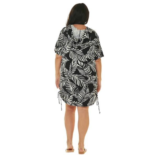 Plus Size J Valdi Sumatra Short Sleeve Zip Hoodie Swim Cover Up