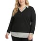 Plus Size NY Collection Long Sleeve Hacci & Print Woven Pullover - image 1