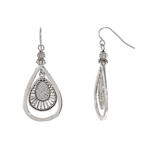 Ruby Rd. Silver-Tone Orbital Teardrop Earrings - image 