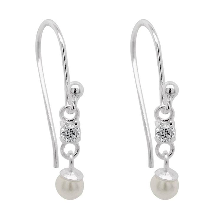 Marsala Sterling Silver CZ & Pearl Drop Earrings