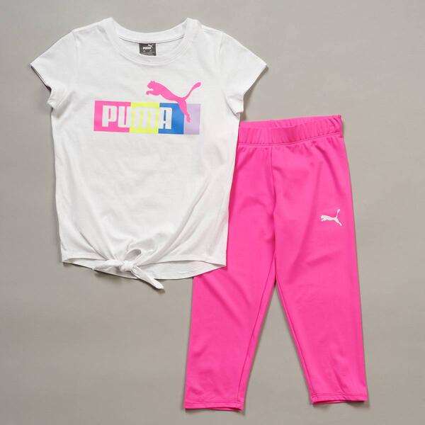 Girls &#40;7-16&#41; Puma&#40;R&#41; Short Sleeve Tie Front Tee/Capri Leggings Set - image 