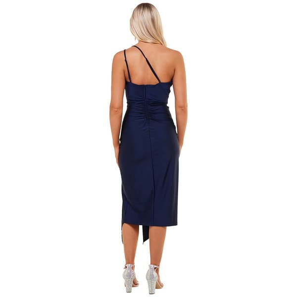 Juniors Emerald Sundae Satin One Shoulder Asymmetrical Midi Dress