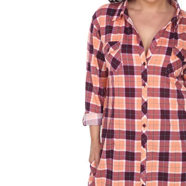 Plus Size White Mark Piper Stretchy Plaid Tunic Shirtdress