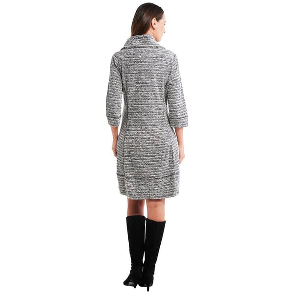 Petites Robbie Bee 3/4 Sleeve Cowl Neck Knit Sweater Dress