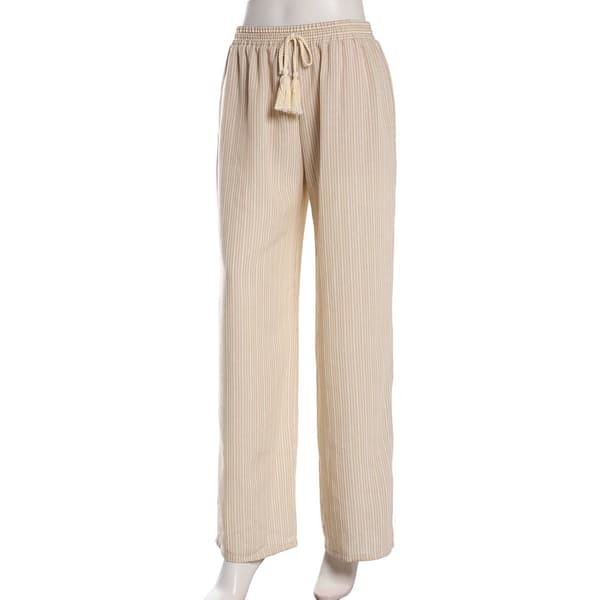 Juniors A. Byer Stripe Tassel Tie Wide Leg Pull On Pants - image 