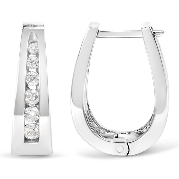 Haus of Brilliance 14kt. White Gold 1/4ctw. Diamond Hoop Earrings