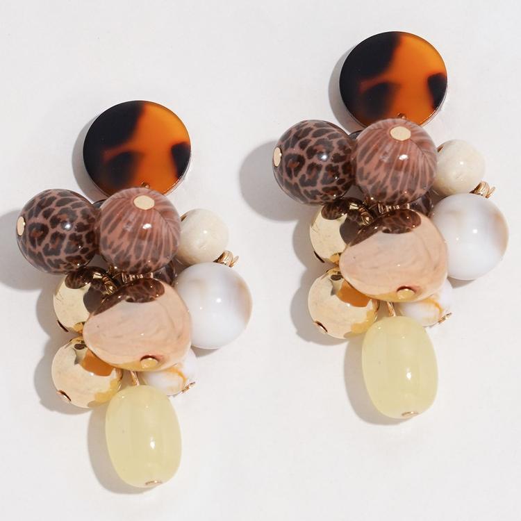 Ashley Cooper(tm) Tortoise Post Marbled Beads Cluster Earrings
