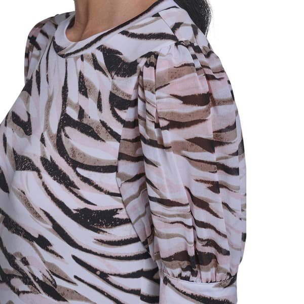 Petite Calvin Klein Short Sleeve Abstract Zebra Blouse