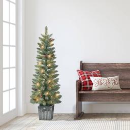 Puleo International 4ft. Pre-Lit Pine Christmas Trees - Set of 2