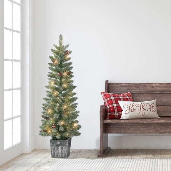 Puleo International 4ft. Pre-Lit Pine Christmas Trees - Set of 2
