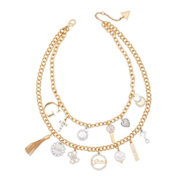 GUESS Gold-Tone Layered Charm Necklace - image 