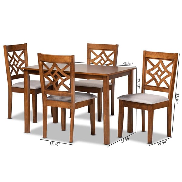 Baxton Studio Nicolette Grey/Walnut Brown 5pc. Dining Set