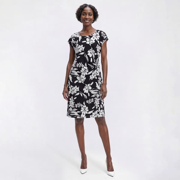 Petite Connected Apparel Short Sleeve Floral Sarong Sheath Dress - image 