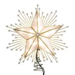 Kurt Adler 10in 5-Point Capiz Star Treetop w/ Rays & Beads