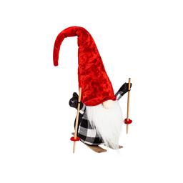 Evergreen Plush Skiing Gnome with Red Hat Table Decor