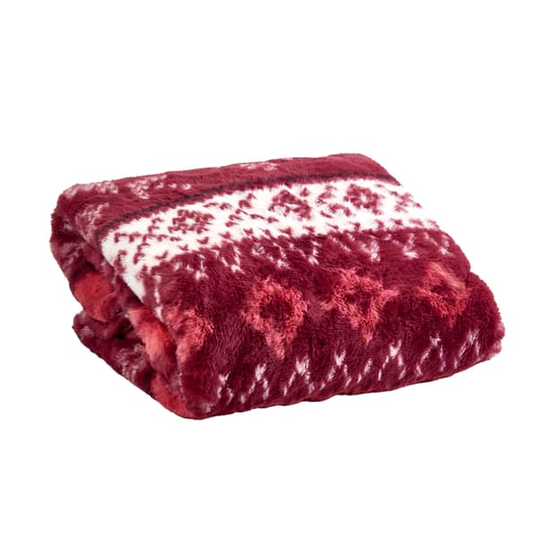 London Fog Faux Fur Fair Isle Snowflake Throw Boscov's