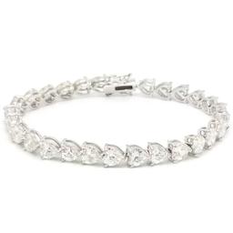 Silver Plated Cubic Zirconia Heart Link Bracelet