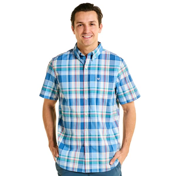 Mens Chaps Plaid Short Sleeve Button Down Shirt - Blue/Multi - image 