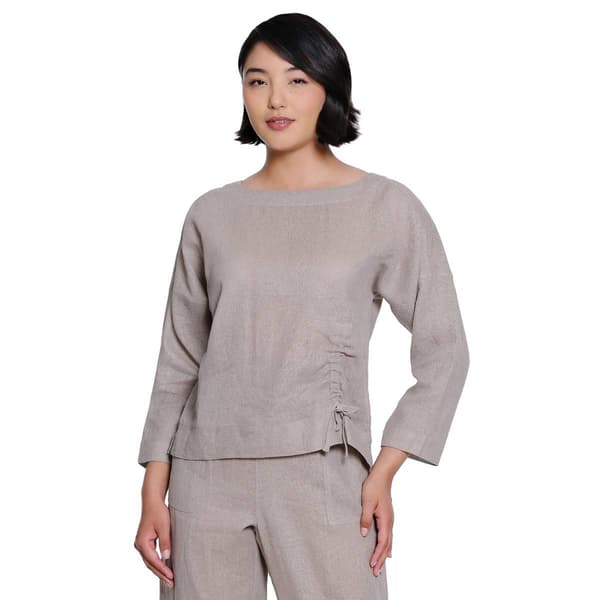 Womens Ali Miles 3/4 Sleeve Wire Collar Abstract Patch Print
