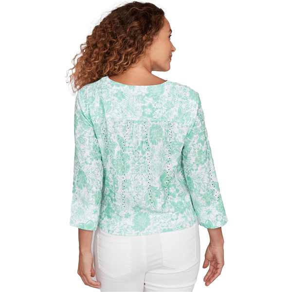 Womens Hearts of Palm All Sun and Games Tie Front Floral Blouse