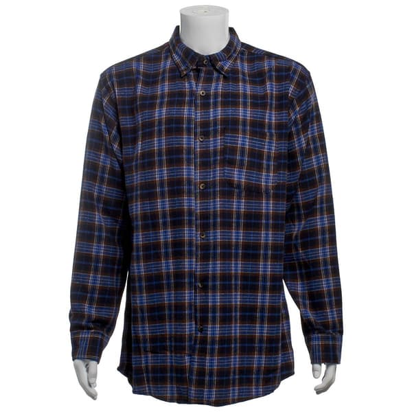 Mens Big & Tall Mountain Ridge Flannel Shirt - Charcoal/Blue