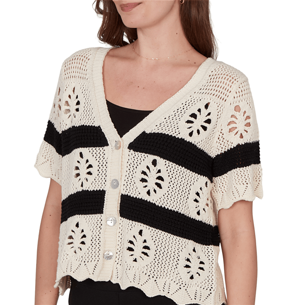 Petite Skye''s The Limit Terra Tropic Solid Pointelle Cardigan