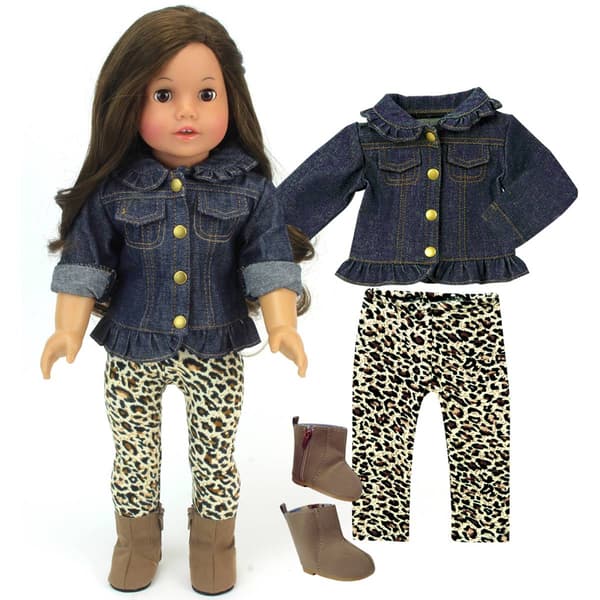 Sophia&#39;s® Ruffled Jean Jacket &amp; Animal Leggings Set