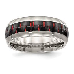 Mens Gentlemen's Classics(tm) Black & Red Carbon Fiber Inlay Band