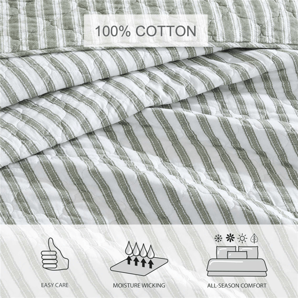 Stone Cottage Willow Way Ticking Stripe Reversible Quilt Set