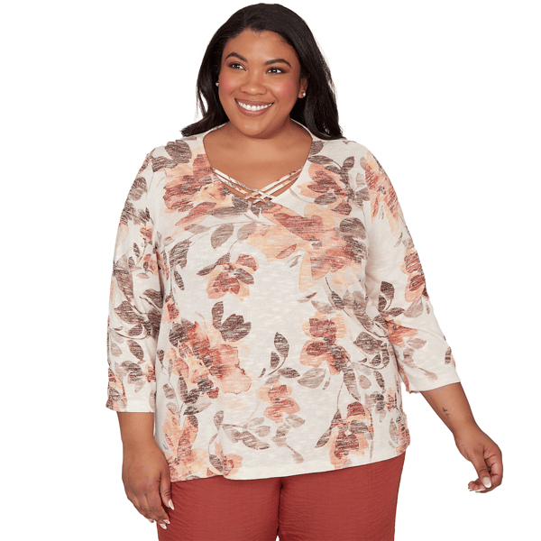 Plus Size Alfred Dunner Spice Market Embellished Neck Watercolor - image 