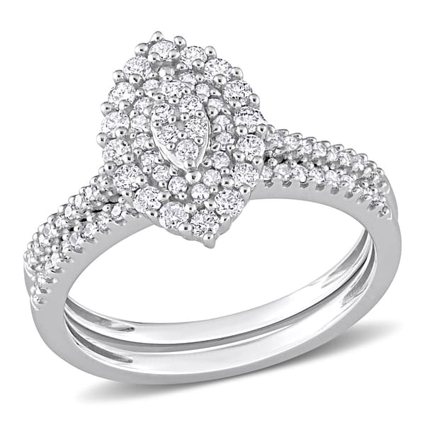 Diamond Classics(tm) 14kt. White Gold 1/2ctw. Diamond Halo Set - image 