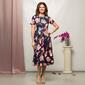 Womens 24/7 Comfort Apparel Navy Floral Pleated Flare Midi Dress - image 4
