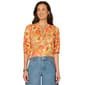 Womens Democracy 3/4 Blouson Sleeve Half Placket Shirt Tail Hem - image 1