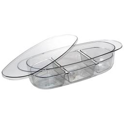 Gourmet Kitchen 3-Section Oval Store & Serve with Lid