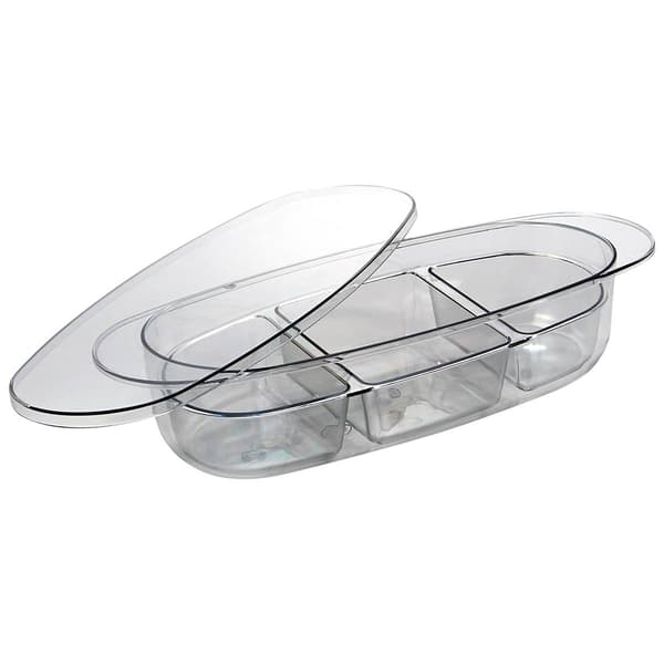 Gourmet Kitchen 3-Section Oval Store & Serve with Lid - image 