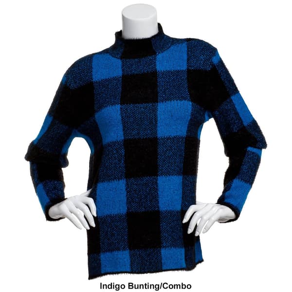 Plus Size Chloe & Jasmine  Long Sleeve Mock Neck Plaid Pullover