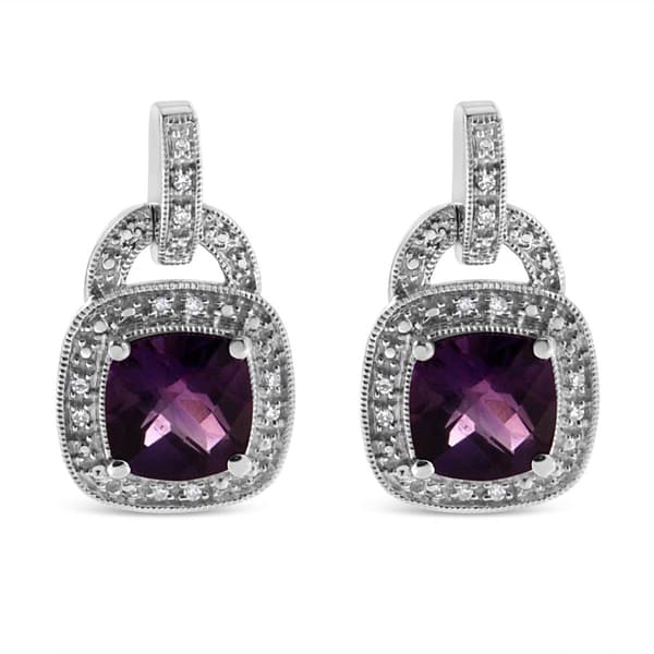 Haus of Brilliance Amethyst and Diamond Halo Earrings